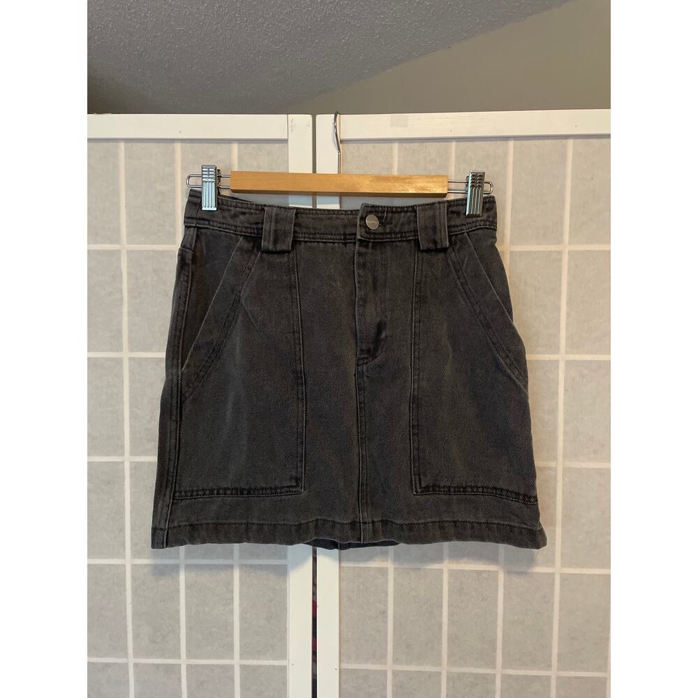 Rodebjer Mini Skirt XS Washed Black Denim Tencel Minimalist Quiet Luxury Grunge